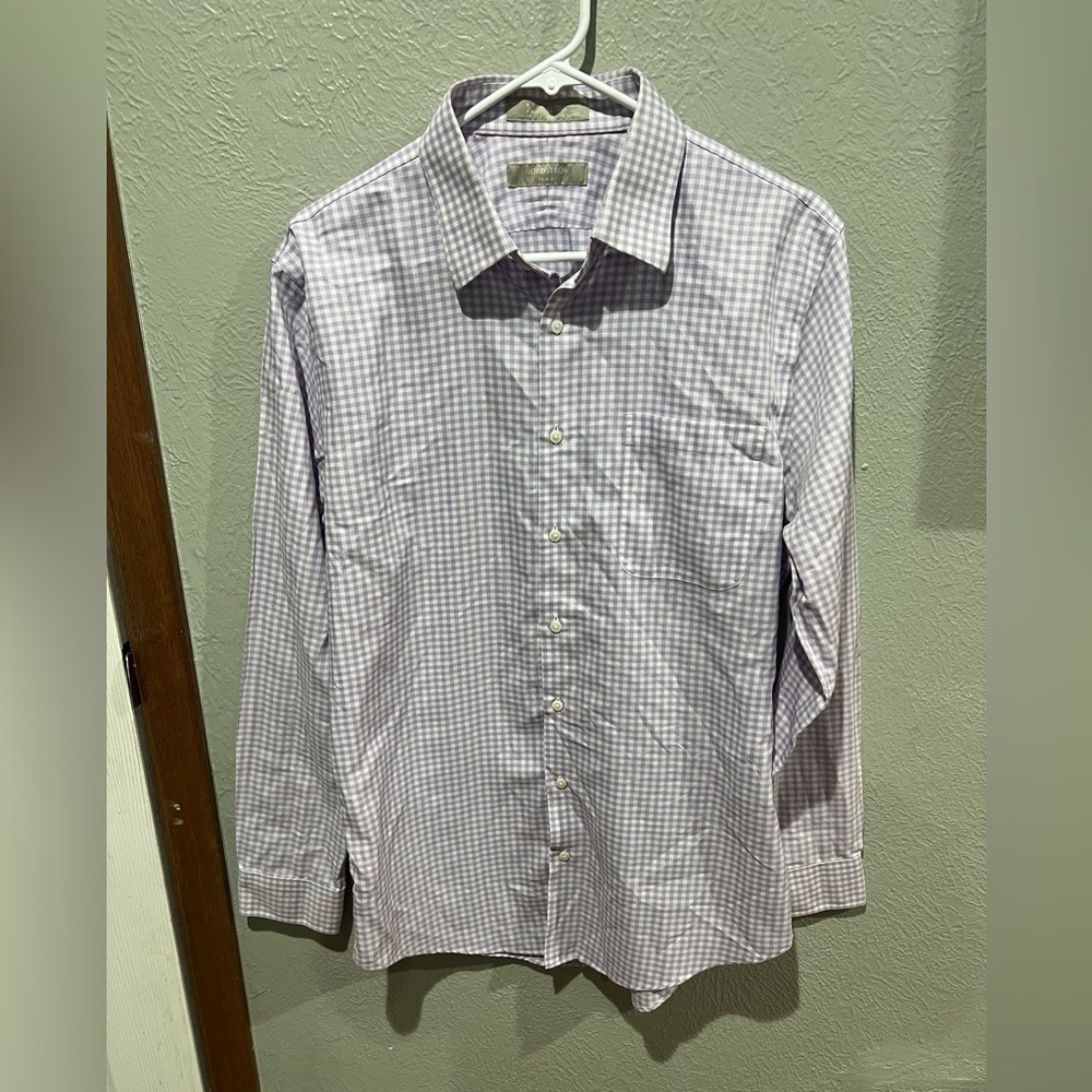 Nordstrom Lavender Checkered Button Down Shirt Spring Button Down EUC Smartcare